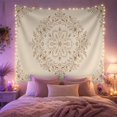 thumbnail image 2 of Floral Mandala with Layered Vines and Scalloped Border, Cozy Rustic for Plant Lovers, Botanical Wall Art, Housewarming Gift, Tapestry Wall Hanging for Bedroom and Study Room, 2 of 7