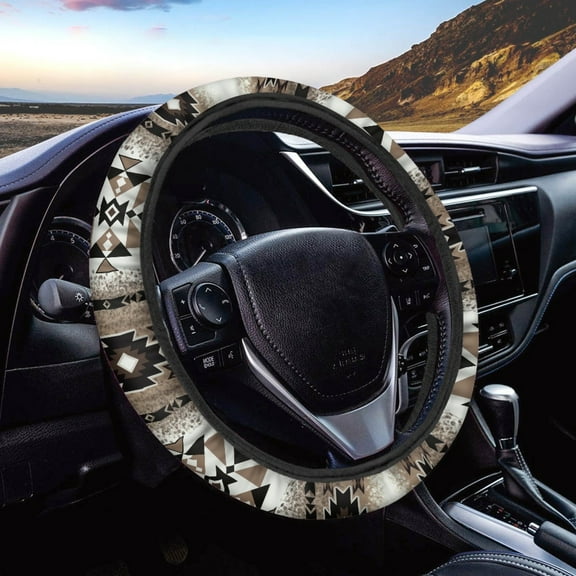 Renewold Southwestern American Tribal Brown Auto Steering Wheel Cover Universal 15 Inch Diameter Anti-slip Neoprene Car Steering Wheel Protector for Women Men
