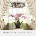 thumbnail image 6 of Hunter - Langwood 4-light Onyx Bengal, Large Chandelier, Dimmable, Rustic Style, Drum Shaped, for Bedrooms, Dining, Living Rooms - 19331, 6 of 8