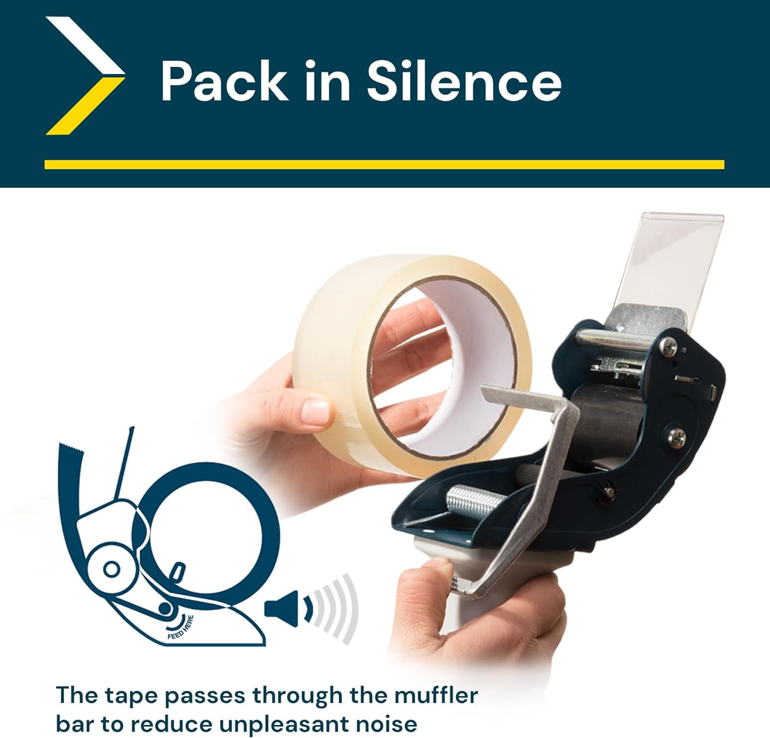 Excell Low Noise Packing Tape Dispenser, Tape Gun Fit 2 Inch Wide Tape 3 Inch Core for Carton, Packaging and Box Sealing - 2Pack