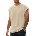thumbnail image 6 of Blekii Men's Muscle Tank Top Workout Gym Athletic T Shirt Casual Cap Sleeve Summer Top Beige L, 6 of 10