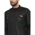 thumbnail image 2 of eloria Men's Trending Indian Traditional Solid Black Asymmetric Kurta, 2 of 7