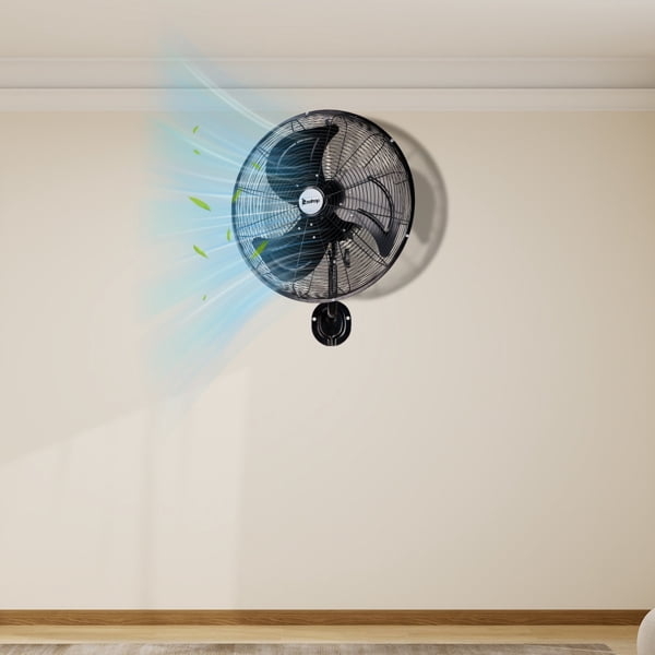 Alvantor 18-Inch Wall Mount Fan, 3-Speed Oscillating Fan, 4592 CFM, 110V, Black
