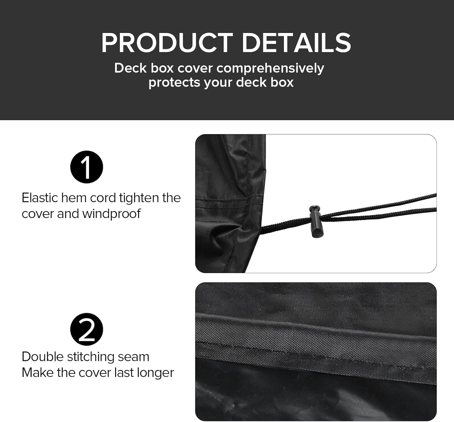 100 Gallon Deck Box Cover - 600D Heavy Duty Waterproof, 49"x24"x25" Outdoor Storage Cover for Patio/Garden, Windproof & Tear-Resistant