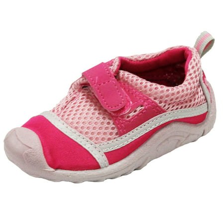 Sun Smarties Girls' Swim Shoes - Pink and Fuchsia, Size 5, 4.625 Inch Foot Length - With Antimicrobial