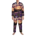 thumbnail image 3 of Wukai Starry Night Purple Irises Men's Hawaiian Shirt Short Sleeve Casual Button Down Summer Beach Aloha Shirt -X-Large, 3 of 7