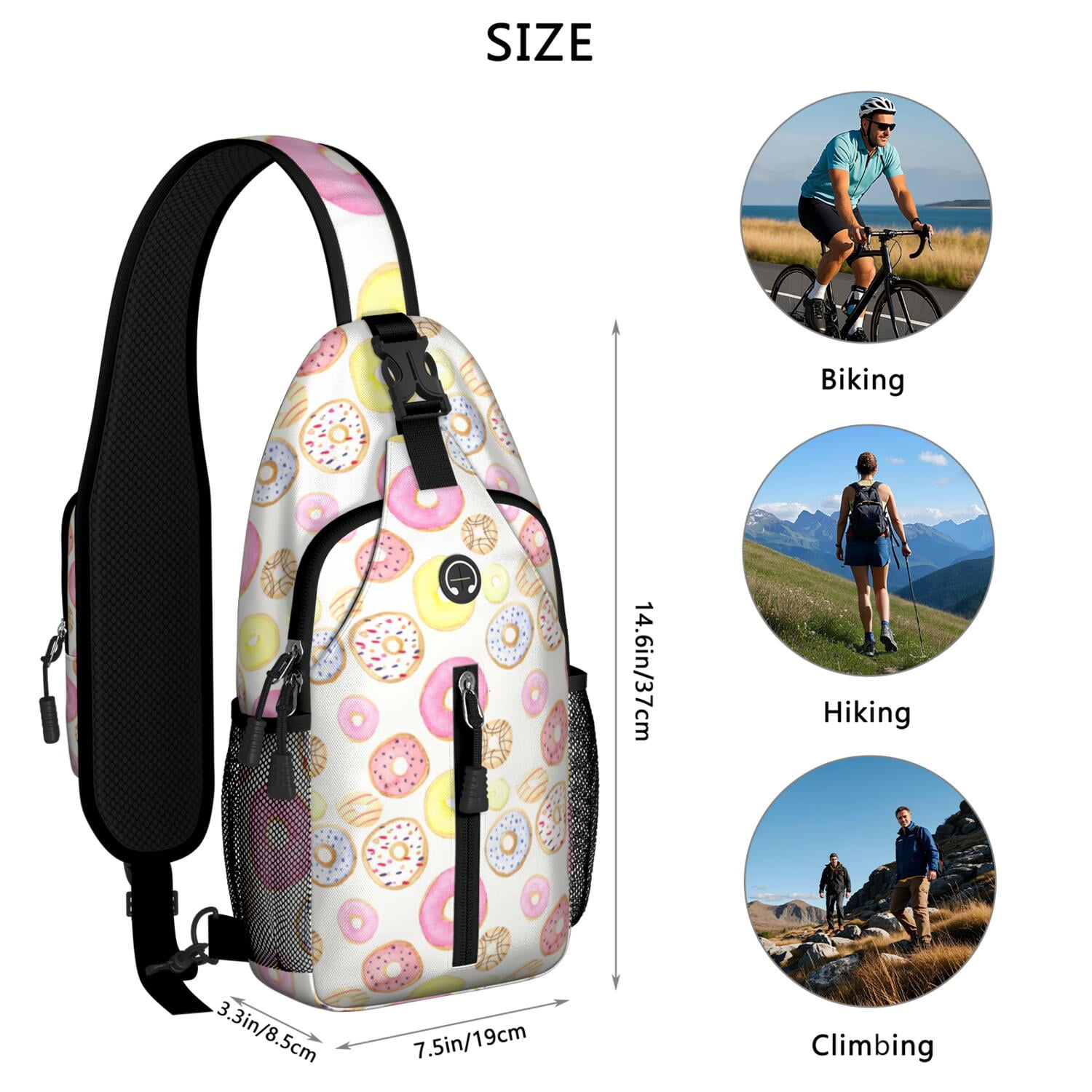 Steampunk Gothic Sun and Lunar Eclipse Hiking Daypack – Lightweight, Durable Polyester, Adjustable Strap – Mystical Astral Elements Design