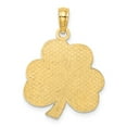 thumbnail image 3 of FB Jewels 14K Yellow Gold Polished Solid Satin Flat-Backed Happy St. Pattys Day Clover Pendant, 3 of 4