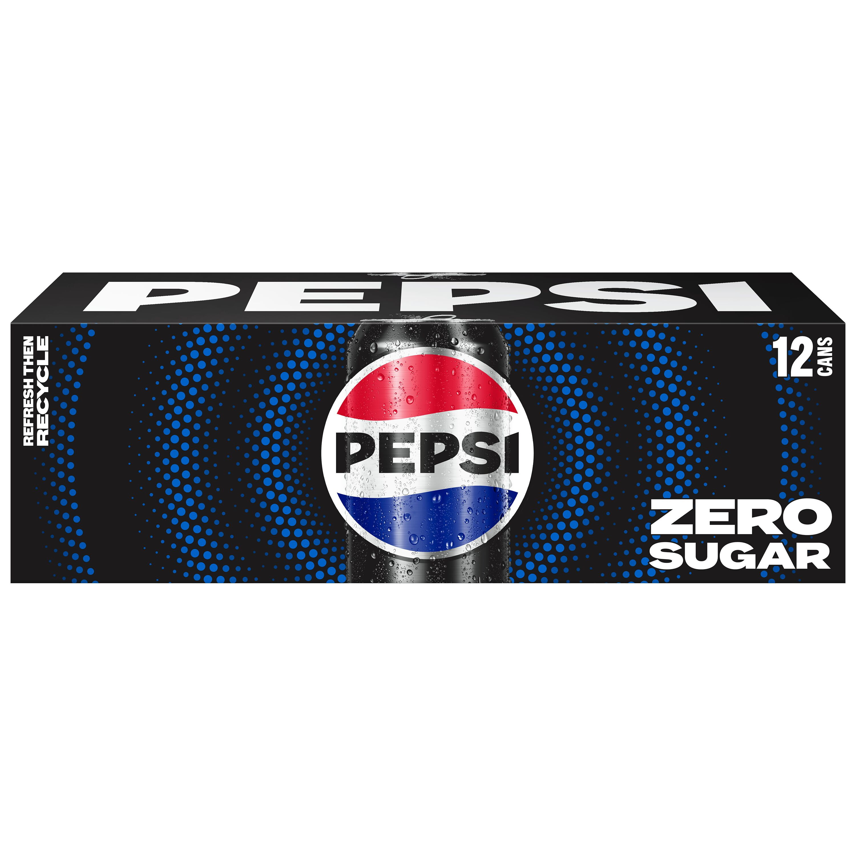 (2 pack) Pepsi Cola Zero Sugar Soda Pop, 12 fl oz, 12 Pack Cans