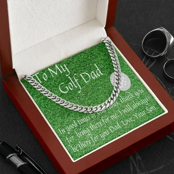 Golf Gifts For Men, To My Golf Dad, Cuban Chain Necklace, Gift for Dad, Gift from Son, Birthday Gift Idea, Thankyou Gifts, Father's Day Gift
