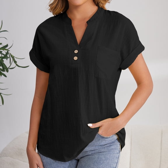 Womens Tops Women's Fashion Casual V Neck Down Short Sleeve Top T Shirt Shirts for Women