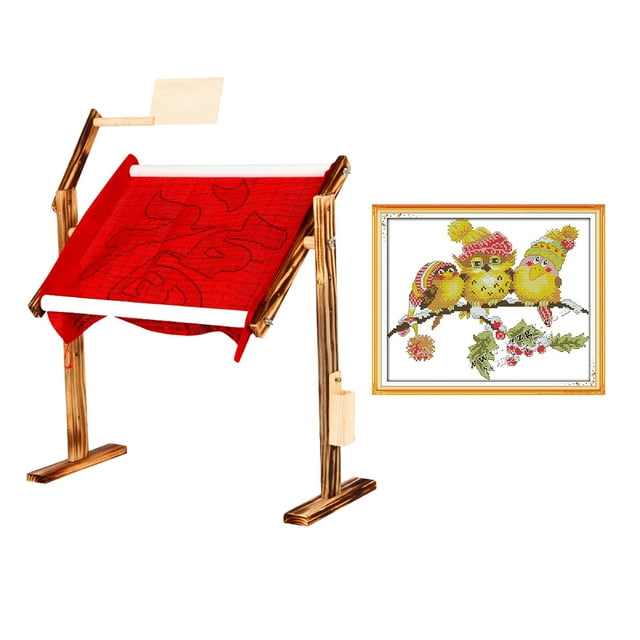 S Stand, Adjustable Wooden Embroidery Rack, work Lap Embroidery Tool for DIY