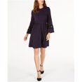 thumbnail image 2 of Michael Kors Vestido ajustado y acampanado con ribete de encaje para mujer, morado, mediano Michael Kors Entallado y acampanado, 2 of 2