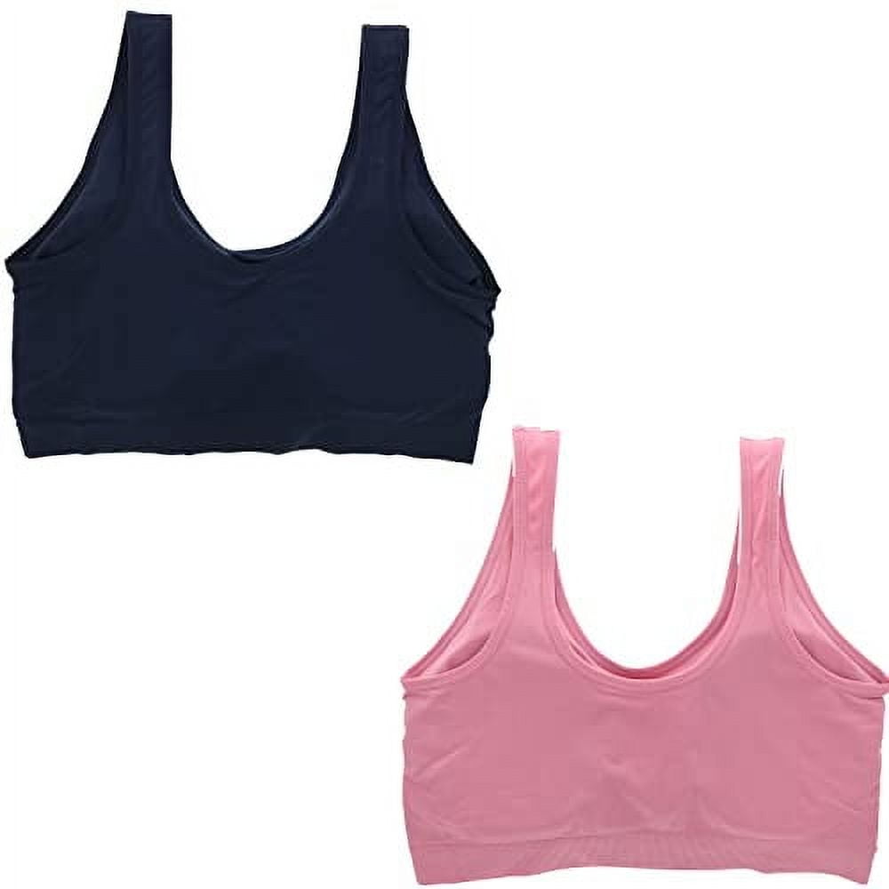 Delta Burke Intimates Women's Plus Size Seamless Comfort Band Lacey Detail Bra 2 Piece Set - Rose and Navy Blue - 2X-Large