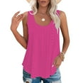 thumbnail image 2 of Uooqdmx Tank Tops for Women 2024 Going Out Tops Solid Color Fashionable Casual Round Neck Sleeveless Camisole Top Sleeveless Tops for Women Hot Pink S, 2 of 7