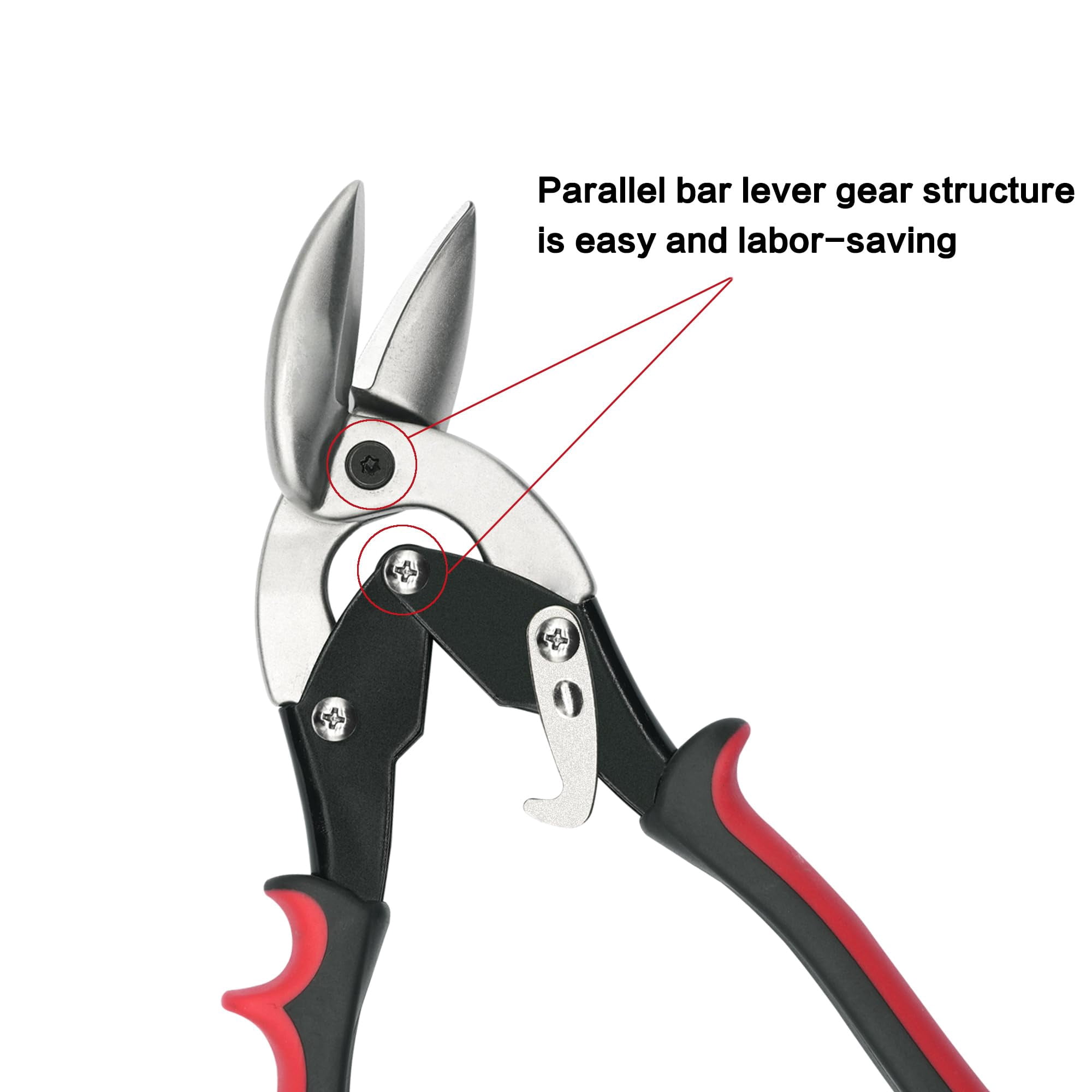 2pcs Left And Right Regular Tin Shears Metal With Comfort Grip Safety Lock Suitable For Thin  Moderately Hard Materials