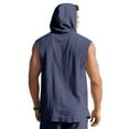 thumbnail image 6 of Kmdttou Men Solid Color Summertime Linen Casual Sleeveless Button Cardigan Hooded Shirt, 6 of 8