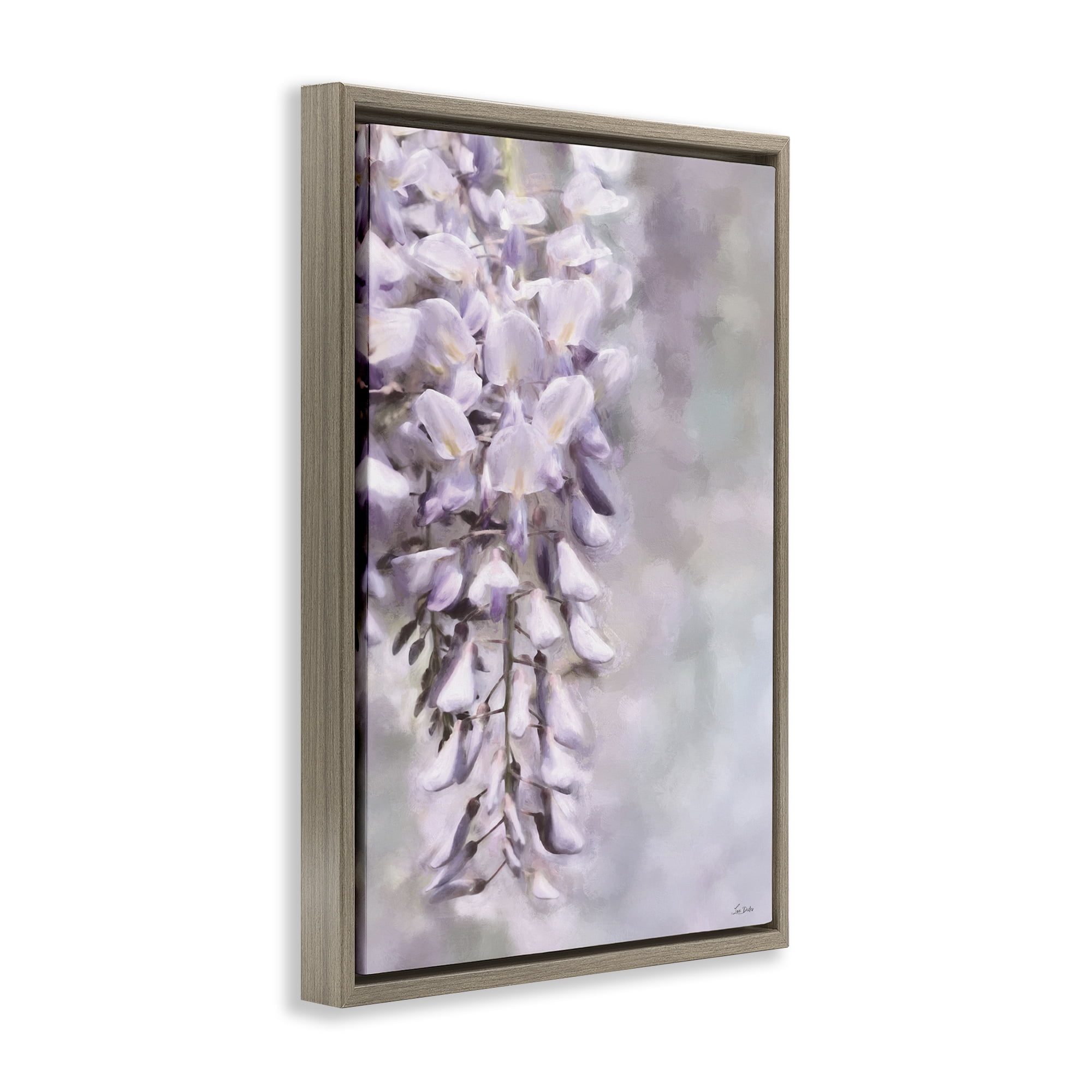 Stupell Industries Soft Foxglove Petals Botanical & Floral Painting Brown Floater Framed Art Print Wall Art, 21 x 31