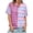 Pink, variant on Colorful Stripe Print Color Block Women Short Sleeve Summer Casual Crop Shirt