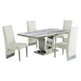 thumbnail image 1 of White Marble 5 piece Dining Set with Silver Stainless Steel Base, 1 of 5