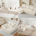 thumbnail image 2 of Reliancer Cloud Sectional Couch with L Shaped Chaise, 96.8" Modern Modular Sofa with 5 Pillows, Boneless Corduroy Upholstered Deep Seat Couches for Living Room Bedroom, Beige, Left, 2 of 8