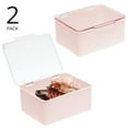 thumbnail image 2 of mDesign Plastic Cosmetic Storage Organizer Box, Lid, 2 Pack, Light Pink/Clear, 2 of 9