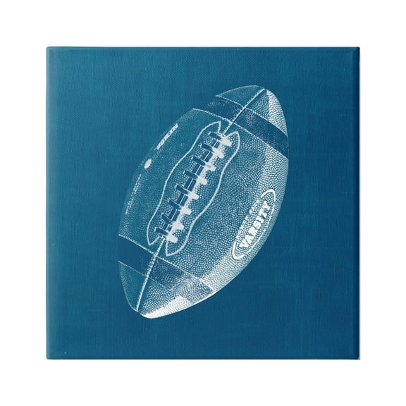 Stupell Industries Blue Football Blueprint Sports Painting Gallery Wrapped Canvas Print Wall Art, 17 x 17