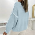thumbnail image 5 of Ladies' Color Blocking Loose Casual Round Neck Knitted Sweater Long Sleeved Sweater Top for Fall Winter Statement Looks,Mint Green,XL, 5 of 6