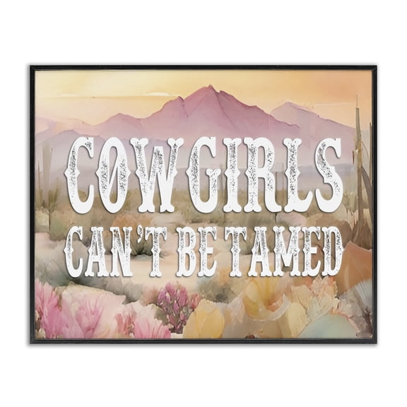 Stupell Industries Cowgirls Can't Be Tamed Landscape & Nature Painting Black Framed Art Print Wall Art, 14 x 11