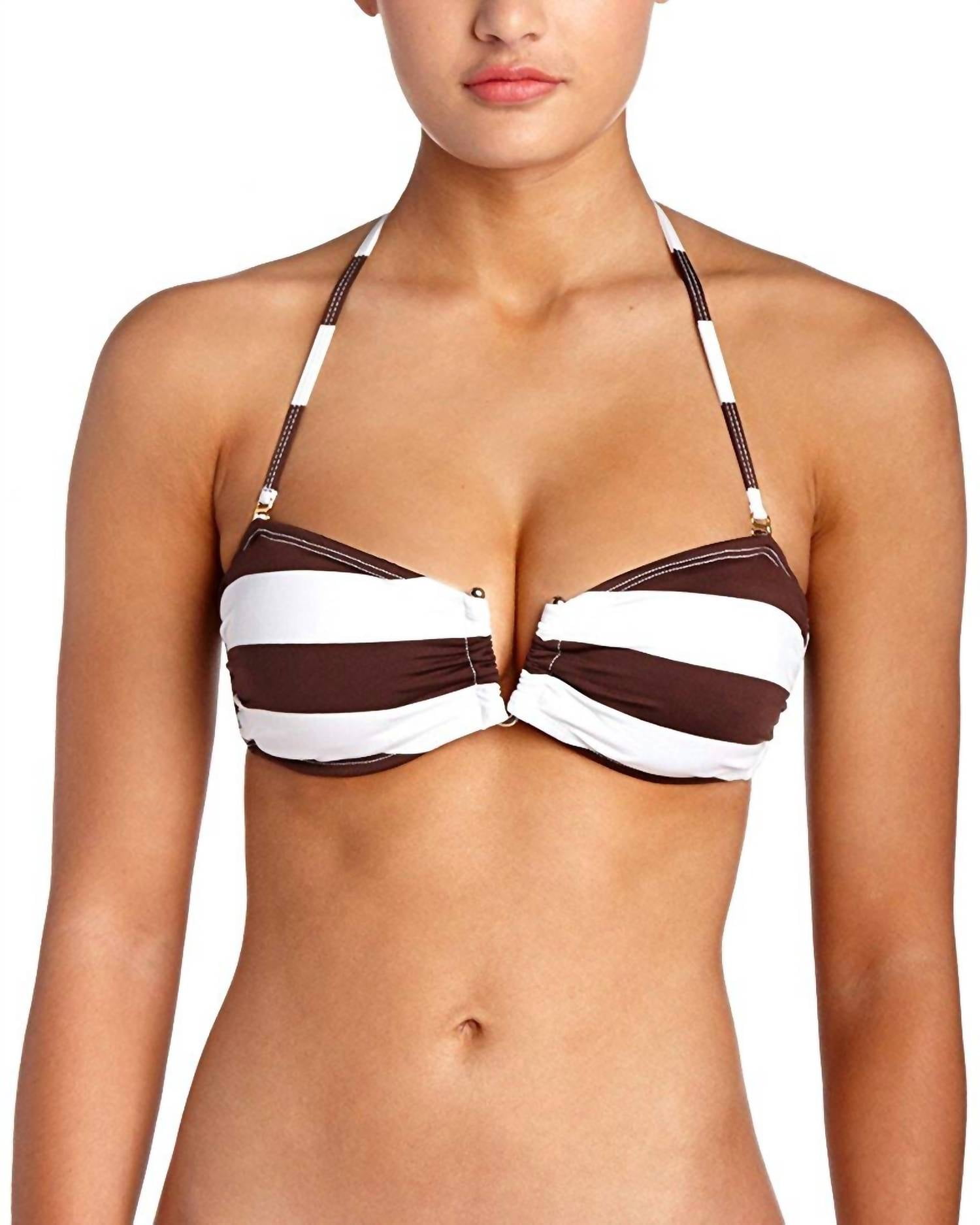 black and white striped swimsuit top
