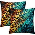 thumbnail image 2 of Leopard Print Throw Pillow Covers - Animal Skin Pillow Covers Set of 2 Decorative Pillowcases Cheetah Cushion Cover for Sofa Couch Bed Home Decor 20x20 Inch, 2 of 6