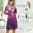 thumbnail image 6 of SCRAWLGOD Galaxy Heart Womens Nursing Dress Long Sleeve Maternity Dresses for Baby Shower Crew Neck Breast Feeding Dresses for Women Fall Clothes Stretchy A Line Dress Size S, 6 of 7