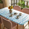 thumbnail image 3 of Blue Table Cloths for 4 Foot Rectangle Tables, Polka Dots Watercolor Abstract Art Patio Waterproof Elastic Fitted Tablecloths, Washable Rectangular Table Cover for Camping, 3 of 8