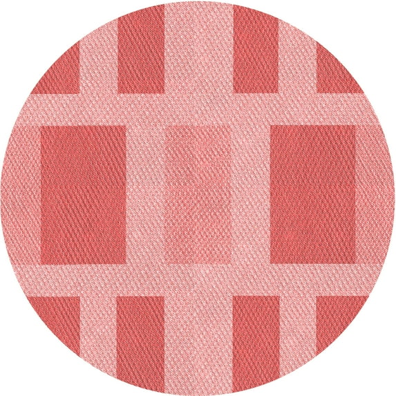 Ahgly Company Machine Washable Indoor Round Transitional Light Salmon Pink Area Rugs, 3' Round