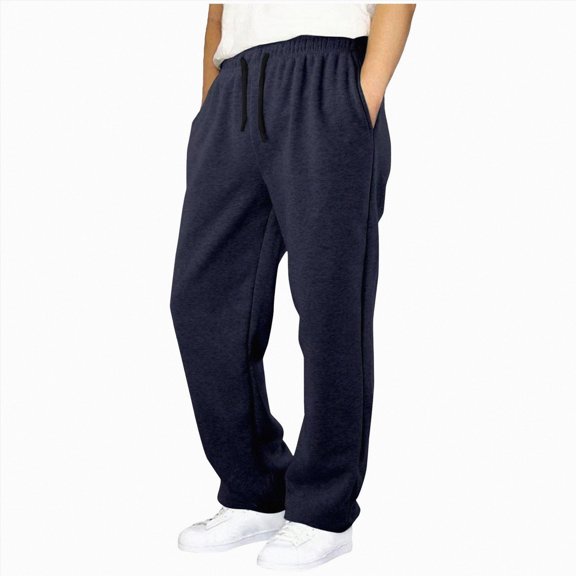YDFCWXW Boys Baggy Straight Wide Leg Sweatpants High Waist Drawstring Trousers for Kids (Navy, 15-16 Years)
