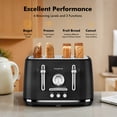 thumbnail image 2 of LONGDEEM 4 Slice Toaster, 6 Browning Options, Wide Slots, High Lift Lever, Dual Controls, Black, 2 of 7