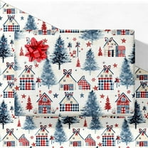 MaxxMarket Rustic Christmas Wrapping Paper for Kids Adults - Vintage Holiday Gift Wrap with Plaid Farmhouse, Stars, and Pine Trees - 4 Jumbo Sheets, 28" x 40" Each (31 sq. ft ttl), Easy to Store
