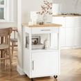 thumbnail image 1 of Walsunny Kitchen Island on Wheels with Storage, Kitchen Cart with Drawer and Countertop, Single Door Rolling Storage Cabinet, White, 1 of 7