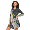 thumbnail image 3 of FORMRS Womens Long Sleeve Nightgowns Crew Neck Sleep Shirt Soft Pajamas Sizes S-3XL, Colorful White, 3 of 8