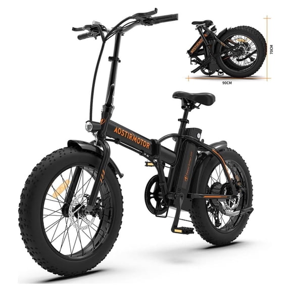 Leavan Folding Electric Bike, 20" Fat Tire, 500W Motor, 36V 13Ah Battery, UL2849, Black