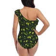 thumbnail image 5 of Honeii Green Branch Olive for women's one-piece swimsuit featuring a chic one-shoulder design experience elegance and style in the water-Medium, 5 of 6