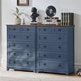 thumbnail image 3 of Joaxswe Vertical 6-Drawer Retro Wood Dresser, Vintage Adult Chest with Black Handles for Bedroom, Hallway, Entryway, Guest Room, Blue, 3 of 7
