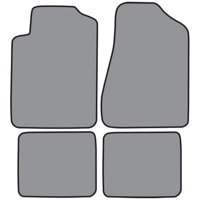 1996-2000 Plymouth Breeze Floor Mat 4pc (FM222 FM222R) 901 Silver Fern Cutpile with Logo #243 Plymouth in 1922 Purple Thread