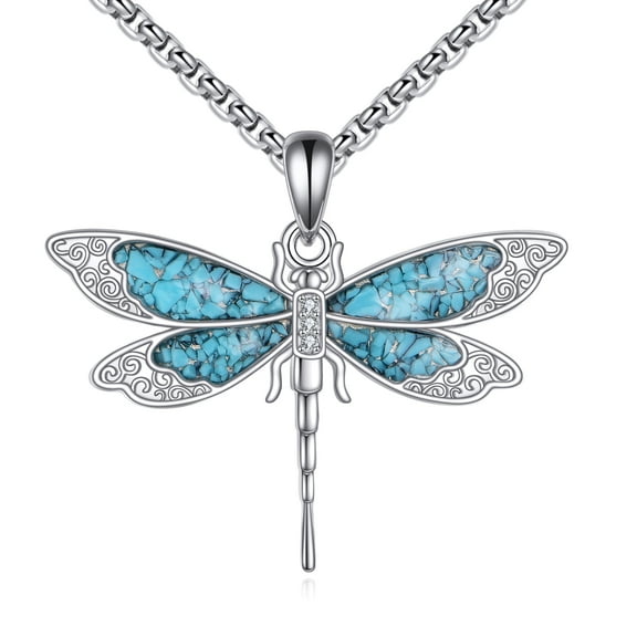 JUSORA Dragonfly Necklace 925 Sterling Silver Dragonfly Pendant Necklace Insect Jewelry Gifts for Women