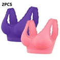 thumbnail image 5 of Lovskoo 2Pc Women's Sports Bra Lace Cami Bra Wireless Tank Top Bra Comfortable Everyday Bras For Women Leisure Purple, 5 of 8