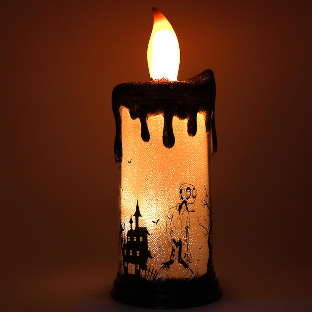 Halloween Snow Globe Candles Lighted Lamp, Battery Operated Spinning