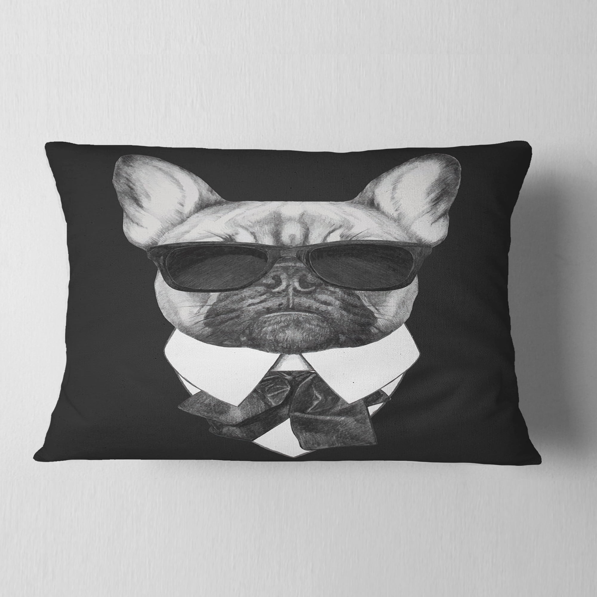 Designart French Bulldog Fashion Portrait - Animal Throw Pillow - 12x20