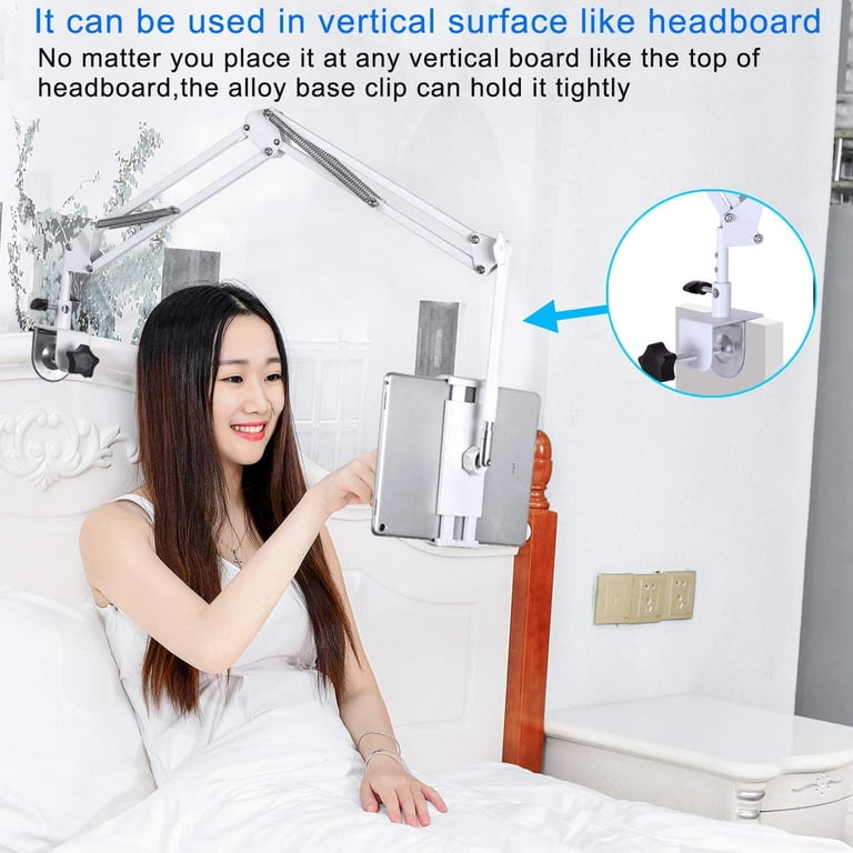 Support Téléphone Pour Lit - Bras Réglable 360° - Pince Fixe - Pour Table De Chevet, Tapis De Course, Cuisine - Noir Ou Blanc