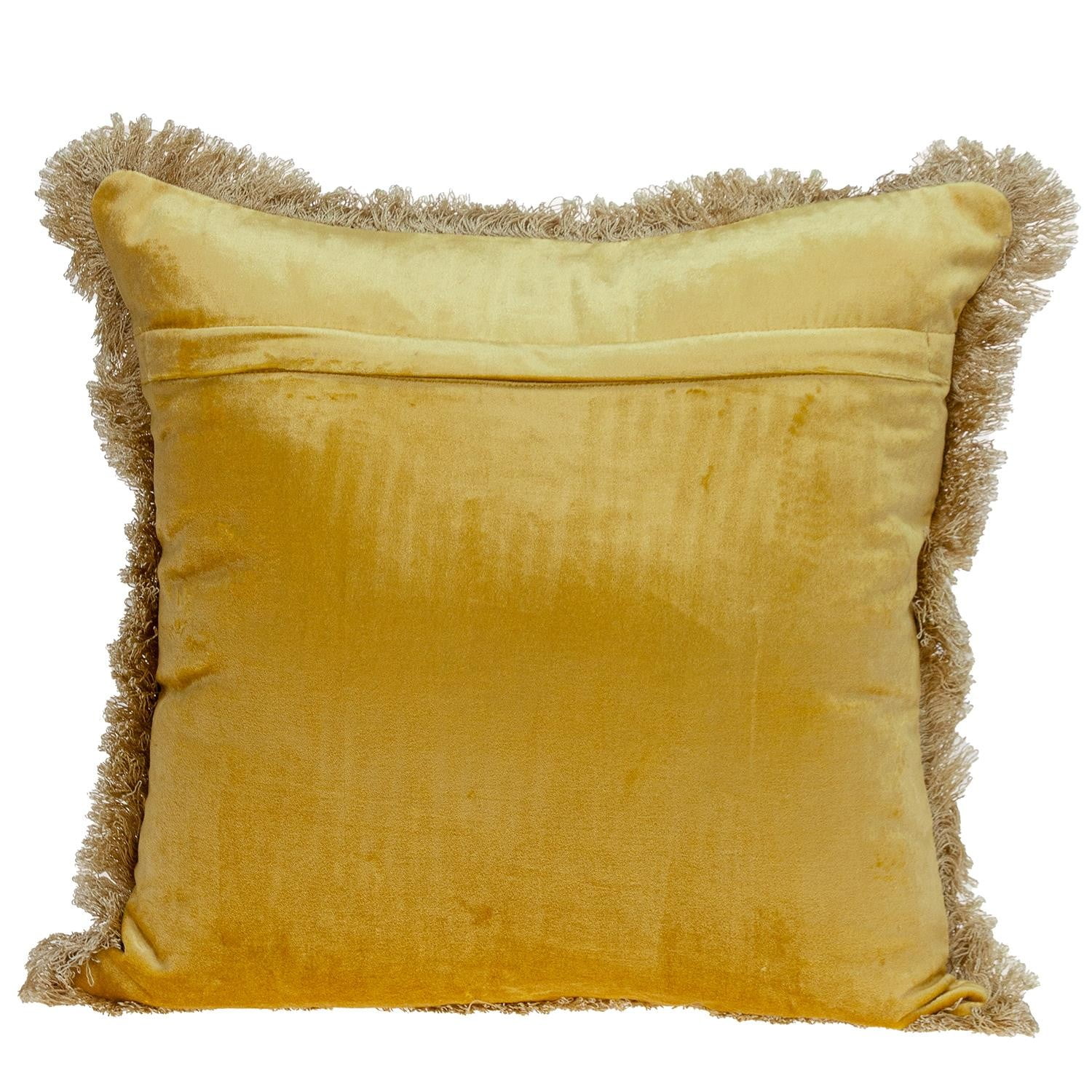DriftAway Boho Throw Pillow Covers Decorative Square Home Cushion Velvet  Tassels 2 Pieces 18 inch by 18 inch Solid Gold Yellow 