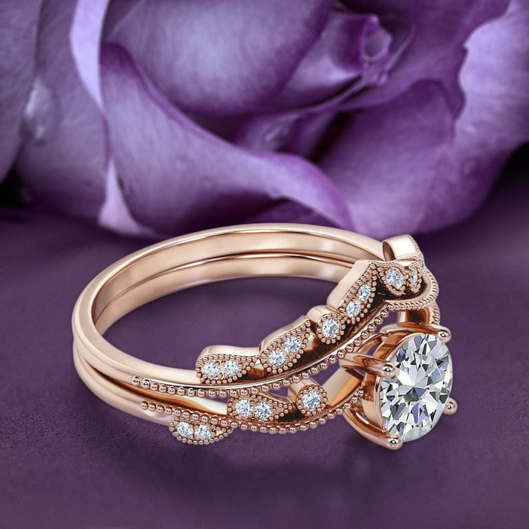 Boho hippie 1.75 Carat Round Cut Diamond Moissanite Engagement